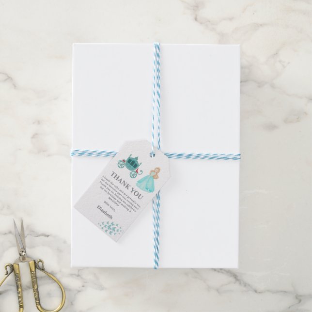 Princess Cinderella Födelsedagsfest Dekoration Presentetikett (Med Snöre)