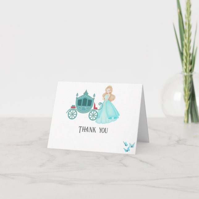 Princess Cinderella Födelsedagsfest Dekoration Tack Kort (Framsida)