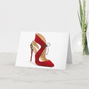 Princess Cinderella Leopard Red Shoes Quote Card Kort