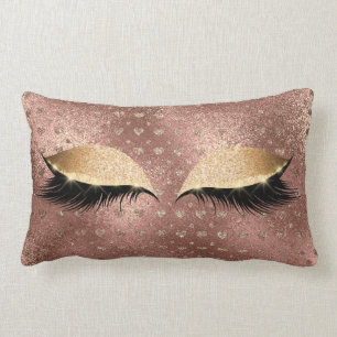 Princess Copper Ro Guld Glitter Lash Hearts Lumbarkudde