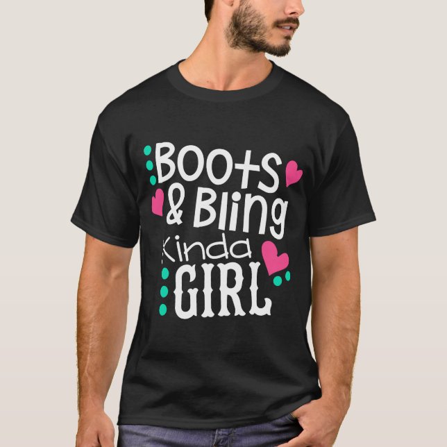 Princess Cowboy Boots Cowgirl Bling Land Wester T Shirt (Framsida)