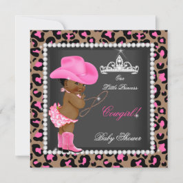 Princess Cowgirl Baby Shower Rosa Brown Ethnic Inbjudningar