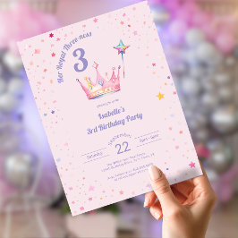 Princess Crown 3rd Birthday Her Royal Threeness  Inbjudningar