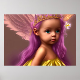 Princess Cute Little girl butterfly lila guld Poster