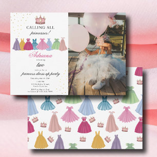 Princess Dacks Fairytale Dress Up Foto Birthday Inbjudningar