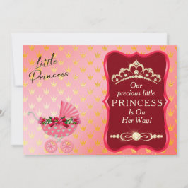 Princess Diamond Guld Tiara Red Baby Shower Inbjudningar