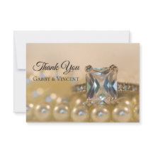 Princess Diamond Pearl Bröllop Flat Tackkort