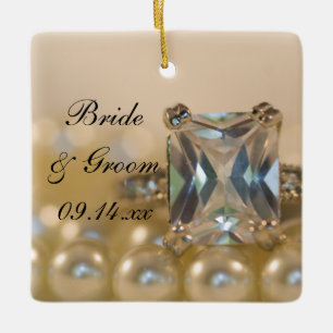 Princess Diamond Ring och Pearls Bröllop Julgransprydnad Keramik