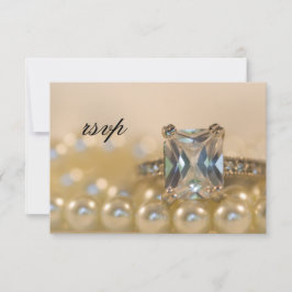 Princess Diamond Ring och Pearls Bröllop OSA Card