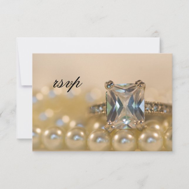 Princess Diamond Ring och Pearls Bröllop OSA Card Kort (Framsida)