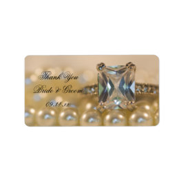 Princess Diamond Ring och Pearls Bröllop Tack Adressetikett