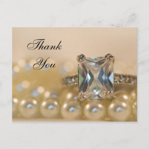 Princess Diamond Ring och Pearls Bröllop Tack Vykort