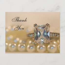 Princess Diamond Ring och Pearls Bröllop Tack Vykort