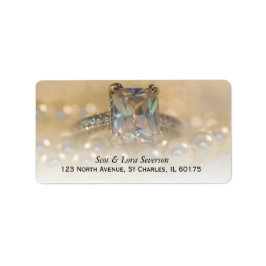 Princess Diamond Ring och White Pearls Bröllop Adressetikett