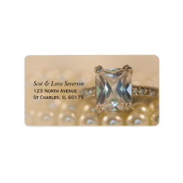 Princess Diamond Ring och White Pearls Bröllop Adressetikett