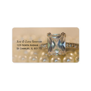 Princess Diamond Ring och White Pearls Bröllop Adressetikett