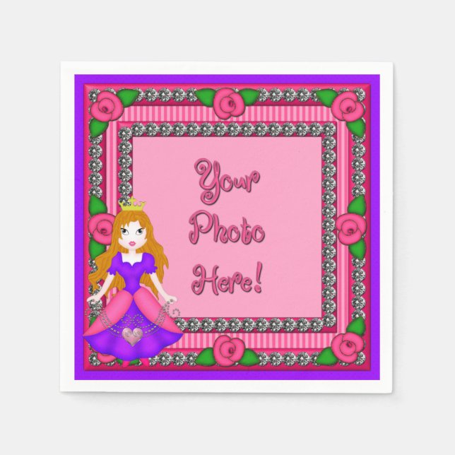 Princess Diamonds FR01-Rosa-BL-PAPPRA NAPKINS Pappersservett (Framsidan)