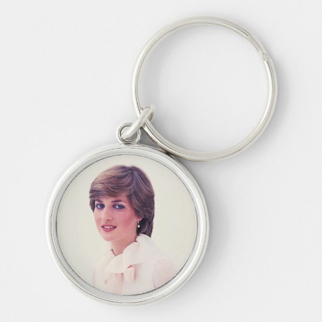 Princess Diana 1980 Rund Silverfärgad Nyckelring (Framsidan)