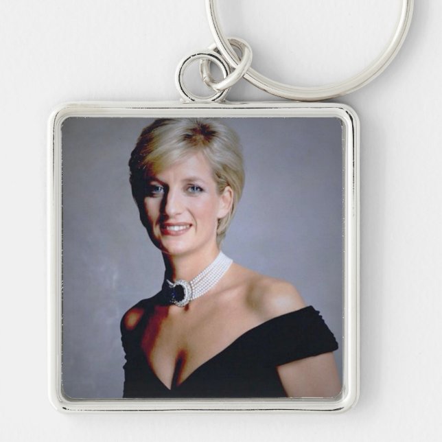 Princess Diana 1997 Fyrkantig Silverfärgad Nyckelring (Framsidan)