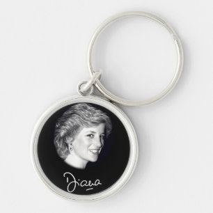Princess Diana autograph Rund Silverfärgad Nyckelring