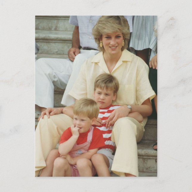 Princess Diana med William & Harry 1987 Vykort (Framsida)
