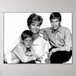 Princess Diana och sons Poster