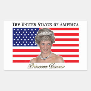 Princess Diana USA flagga Rektangulärt Klistermärke