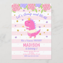 Princess Dinosaur Birthday-inbjudan Inbjudningar