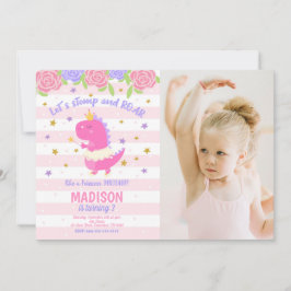 Princess Dinosaur Birthday Photo Invitation Inbjudningar