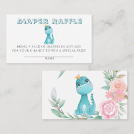 Princess Dinosaur Peony Diaper Raffle Baby Shower Visitkort