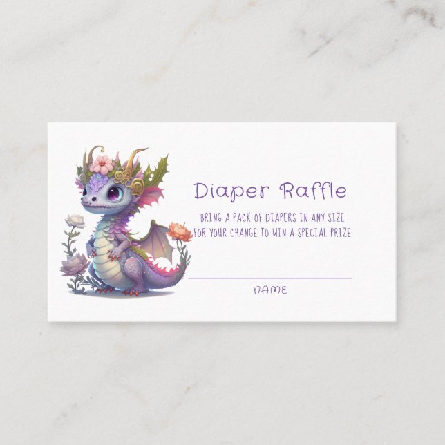 Princess Dragon Blommigt Girl Baby Shower Visitkort (Framsida)