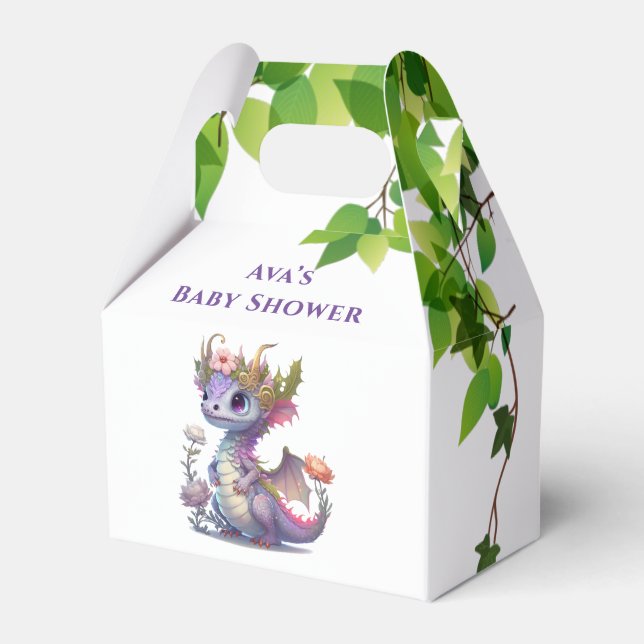 Princess Dragon Blommigts Girl Baby Shower Presentaskar (Framsidan Sidan)