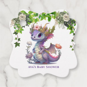 Princess Dragon Blommigts Girl Baby Shower Tack Gåvor Etiketter