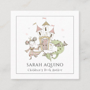 Princess Dragon Castle Children's Bok Author Fyrkantigt Visitkort