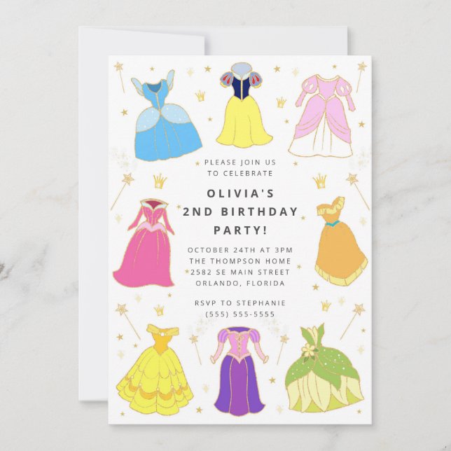 Princess Dress Girl Birthday Collage Invitation Inbjudningar (Framsida)