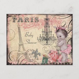 Princess Eiffel Stå hög & ljuskronababy shower Inbjudningar