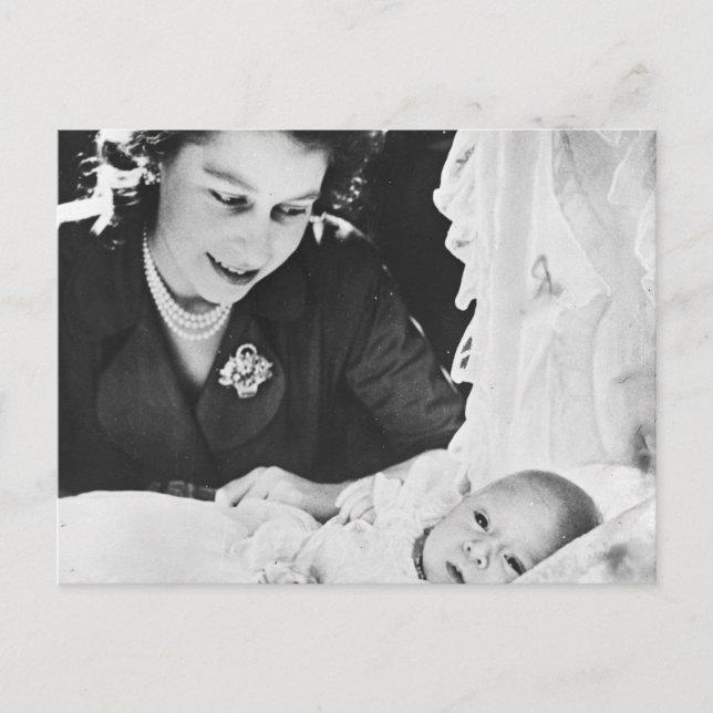Princess Elizabeth med sin son Prince Charles Vykort (Framsida)