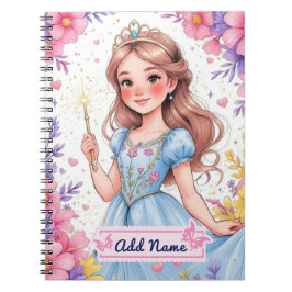 Princess Fairy Blue Dress Notebook - Lägg till Nam Anteckningsbok
