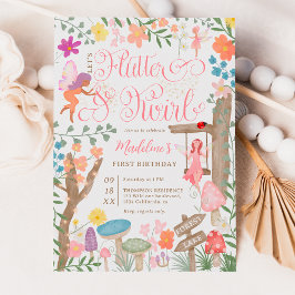 Princess Fairy svampRumblommor chic 1 födelsedag Inbjudningar