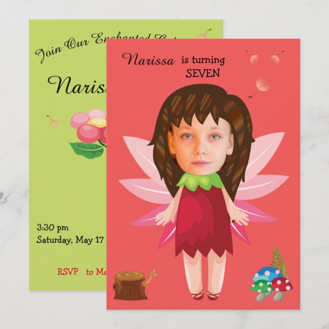Princess Fairy Tale Birthday Inbjudningar (Fram/baksida)