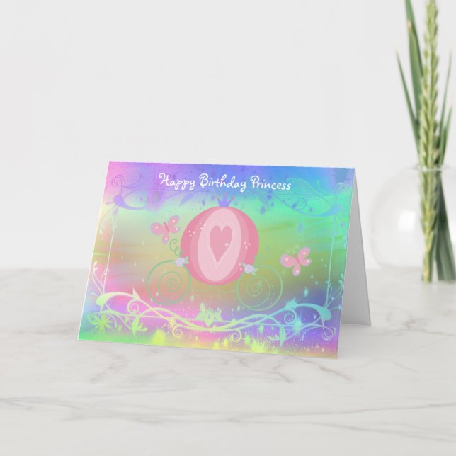 Princess Fairy Tale Carriage Birthday Kort (Framsida)