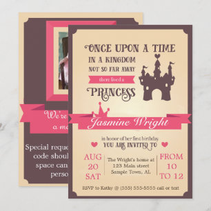 Princess Fairy Tale First Birthday bjudande Inbjudningar