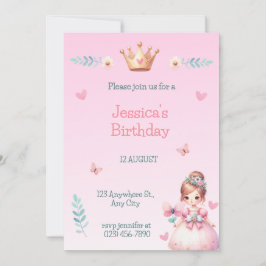 Princess Fairytale Birthday Party Invitation Inbjudningar