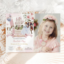 Princess Fairytale Bok Gång på en födelsedagstid Inbjudningar