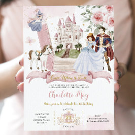 Princess Fairytale Bok Gång på en födelsedagstid Inbjudningar