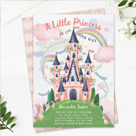 Princess Fairytale Castle Bunny Flicka Shower Inbjudningar