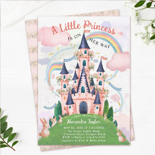 Princess Fairytale Castle Bunny Flicka Shower Inbjudningar