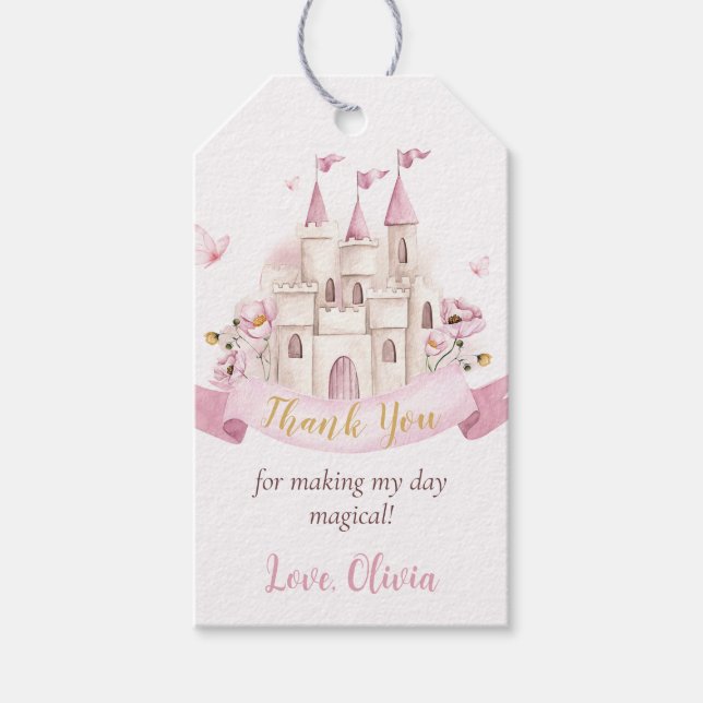 Princess Fairytale Castle Girl Birthday Gift Märkr Presentetikett (Framsidan)