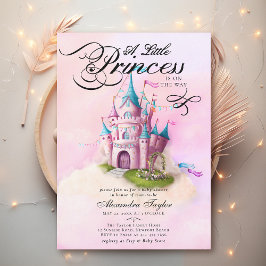 Princess Fairytale Castle Rosa Flicka Shower Inbjudningar