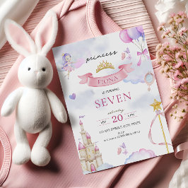 Princess Fairytale Rosa Guld Cute Girl's Birthday Inbjudningar